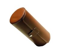 Oxxggkao Elegante estuche de almacenamiento de joyas de cuero, diseño cilíndrico compacto, textura de cuero para relojes, pulseras y pendientes, caja cilíndrica para relojes