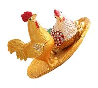 Oxxggkao Elegante joyero de gallo hecho a mano con textura de aleación para decoración del hogar, adecuado para anillos, collares, almacenamiento elegante estuche de accesorios