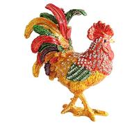 Oxxggkao Elegante joyero de gallo hecho a mano con textura de aleación para decoración del hogar, adecuado para anillos, collares, almacenamiento elegante estuche de accesorios