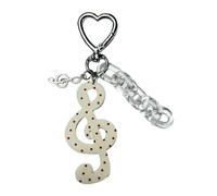 Oxxggkao Elegante llavero de estrella de notas musicales de acrílico resistente, ligero, encantador llavero de rayas punteadas para mujeres y niños, beige, Talla única
