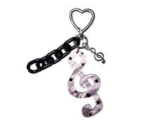 Oxxggkao Elegante llavero de estrella de notas musicales de acrílico resistente, ligero, encantador llavero de rayas punteadas para mujeres y niños, Morado (, Talla única