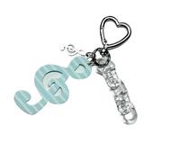 Oxxggkao Elegante llavero de estrella de notas musicales de acrílico resistente, ligero, encantador llavero de rayas punteadas para mujeres y niños, azul, Talla única