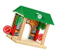 Oxxggkao Estación de barrera de madera para la mayoría de juegos de ferrocarril, accesorio compatible, integración sin costuras, diversión familiar