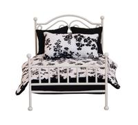Oxxggkao Estructura de metal realista modelo de cama para dormitorio, escala 1:12, muebles en miniatura, acabado natural, juego de rol