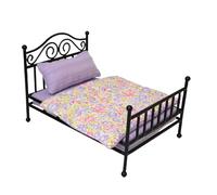 Oxxggkao Estructura de metal realista modelo de cama para dormitorio, escala 1:12, muebles en miniatura, acabado natural, juego de rol