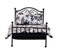 Oxxggkao Estructura de metal realista modelo de cama para dormitorio, escala 1:12, muebles en miniatura, acabado natural, juego de rol