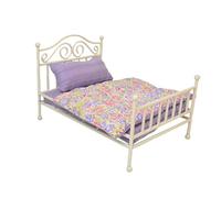 Oxxggkao Estructura de metal realista modelo de cama para dormitorio, escala 1:12, muebles en miniatura, acabado natural, juego de rol
