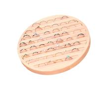 Oxxggkao Expositor redondo de madera portátil para joyas, práctico bandeja de almacenamiento para aretes, encimera, expositor, bandeja de madera