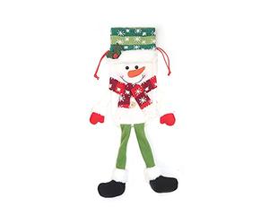 Oxxggkao Funda de botella de vino de Navidad con diseño de Papá Noel, muñeco de nieve, alce, con cordones, reutilizable, con cordones, Muñeco de nieve de Navidad., Talla única