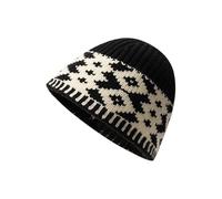 Oxxggkao Gorro de punto jacquard sin alas, cálido, cómodo, elástico, para invierno, otoño, cálido, para deportes al aire libre, suéter, Negro, Talla única
