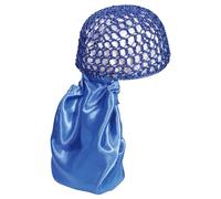 Oxxggkao Gorro de seda reversible 2 en 1 con malla transpirable/diseño satinado para mujer, pelo largo y rizado trenzado para dormir, azul real, Talla única