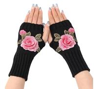 Oxxggkao Guantes de brazo corto transpirables de los años 2000, de punto ligero, para uso casual, accesorios de fotos, guantes bordados de moda, unisex, g, Talla única