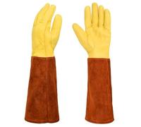 Oxxggkao Guantes de jardinería de cuero con puños extendidos para trabajo pesado y condiciones húmedas, guantes de trabajo, forro de poliéster