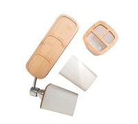Oxxggkao Juego completo de 4 piezas esenciales para el baño, soporte para cepillo de dientes de madera, dispensador de jabón de manos líquido, taza para cepillo de dientes