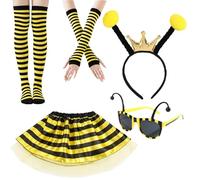 Oxxggkao Juego de 5 piezas de disfraz de abejas con diadema de tentáculo, falda tutú, gafas para Halloween, cosplay, suministros de cosplay, K, Talla única