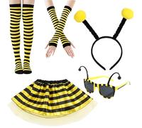 Oxxggkao Juego de 5 piezas de disfraz de abejas con diadema de tentáculo, falda tutú, gafas para Halloween, cosplay, suministros de cosplay, L, Talla única