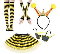 Oxxggkao Juego de 5 piezas de disfraz de abejas con diadema de tentáculo, falda tutú, gafas para Halloween, cosplay, suministros de cosplay, I, Talla única