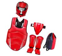 Oxxggkao Juego de equipo de protección de piel sintética de alta calidad con casco protector de pecho para entrenamiento de kickboxing y competición, equipo deportivo de combate
