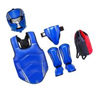 Oxxggkao Juego de equipo de protección de piel sintética de alta calidad con casco protector de pecho para entrenamiento de kickboxing y competición, equipo deportivo de combate