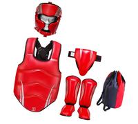 Oxxggkao Juego de equipo de protección de piel sintética de alta calidad con casco protector de pecho para entrenamiento de kickboxing y competición, equipo deportivo de combate