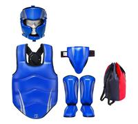 Oxxggkao Juego de equipo de protección de piel sintética de alta calidad con casco protector de pecho para entrenamiento de kickboxing y competición, equipo deportivo de combate