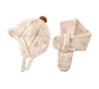 Oxxggkao Juego de gorro y bufanda de mezcla de algodón suave y poliéster, 2 piezas para bebé, actividades al aire libre, de 0 a 3 años, transpirable, calentador de cuello, Estilo B, Talla única