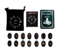 Oxxggkao Juego de piedras de bruja hechas a mano con piedras de cristal para decoración del hogar, runas de madera