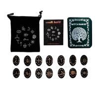 Oxxggkao Juego de piedras de bruja hechas a mano con piedras de cristal para decoración del hogar, runas de madera