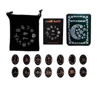 Oxxggkao Juego de piedras de bruja hechas a mano con piedras de cristal para decoración del hogar, runas de madera
