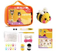 Oxxggkao Kit de ganchillo de lana para niños principiantes, agujas de tejer a mano, herramienta para hacer bonitos colgantes de lana, muñecos de juguete, kit de iniciación de ganchillo de lana
