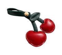 Oxxggkao Llavero de piel sintética con forma de cereza, versátil para llaves y bolsos, llavero con forma de fruta, decoración de monedero, accesorio de cerezas de piel sintética, Burdeos, Talla única