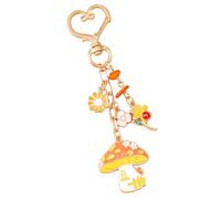 Oxxggkao Llavero floral con cuentas de calabaza y hongos otoñales, decoración para bolso, mochila, regalo de Acción de Gracias, Setas de flores, Talla única