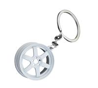 Oxxggkao Llavero portátil con forma de rueda, adecuado para creadores de tendencias y cualquier persona que busque un estilo distintivo, llavero turboalimentado de metal, blanco, Talla única