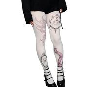 Oxxggkao Medias opacas japonesas estéticas para mujer, ropa caprichosa, con estampado adorable, medias blancas, medias de fondo, leggings, uso diario, C5., Talla única