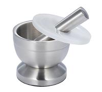 Oxxggkao Mortero de acero inoxidable para trituradora de píldoras, molinillo de alimentos, cuenco de pedestal, prensa de ajos, manivela de café manual, accesorio pequeño con tapa, inalámbrico