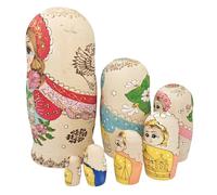 Oxxggkao Muñecas de madera natural Matryoshka con diseño de 7 capas de arte popular para exhibición en el hogar y regalo, muñecas coleccionables pintadas a mano
