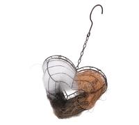Oxxggkao Nido de pájaros de hierro con forma de corazón, refugio salvaje, decoración de jardín, patio, recargable, con fibra de algodón, fácil de colgar, hábitat de anidación