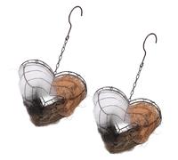 Oxxggkao Nido de pájaros de hierro con forma de corazón, refugio salvaje, decoración de jardín, patio, recargable, con fibra de algodón, fácil de colgar, hábitat de anidación