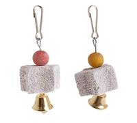 Oxxggkao Piedra de pico para moler pájaros con campanas Bloque Mineral Cortar los Dientes Juguete de Masticar para Conejos Juguete Loro para Pequeños Loro para Pájaros Grandes