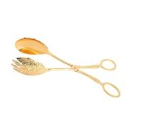 Oxxggkao Pinzas de postre de aleación de aluminio de alta calidad, grabado, ensalada, tenedor y cuchara para banquetes, catering, bufé, postres de metal