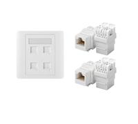 Oxxggkao Placa de Pared de Red RJ45 de 4 Puertos Tipo 86 Placa Frontal Plana de Pared RJ45 de un Puerto Conector de Red Ethernet Accesorios para Panel Panel de Inicio