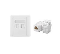 Oxxggkao Placa de Pared de Red RJ45 de 4 Puertos Tipo 86 Placa Frontal Plana de Pared RJ45 de un Puerto Conector de Red Ethernet Accesorios para Panel Panel de Inicio