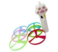 Oxxggkao Platillo volador eléctrico para mascotas, estimulante instintos silenciosos, juguete de ejercicio de motor automático, juguete para gatos con carga USB y luz LED, entretenimiento en