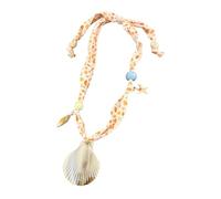 Oxxggkao Precioso collar de playa floral con detalles de concha y estrella de mar para un estilo sin esfuerzo cadena de clavícula para mujer, One Size, como se describe, como se describe