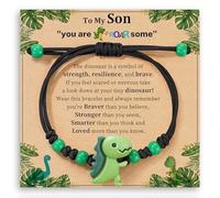 Oxxggkao Precioso dinosaurio trenzado de resina de longitud ajustable para niños y jóvenes, viene con tarjeta decorativa de dinosaurio, One Size, como se describe