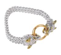 Oxxggkao Pulsera ajustable de acero inoxidable con diseño de cabeza de lobo, accesorio para hombres de moda y cabeza de lobo de acero inoxidable, talla única, como se describe