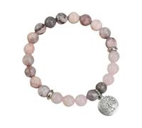 Oxxggkao Pulsera artesanal de piedra con patrón de équido de rosa, árbol de la vida, joyería de reflexión, no alérgica, permanente, uso diario, textura única, pulsera elástica de piedra