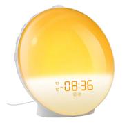 Oxxggkao Reloj despertador doble con replicación matutina, luz de despertador, lámpara de estado de ánimo, 7 sonidos naturales, control de luz nocturna, caballo bebé