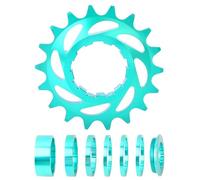 Oxxggkao Rueda de inercia de aleación de aluminio 16T 18T de una sola velocidad para bicicletas de montaña y carretera, juego de conversión de ruedas libres de una sola velocidad