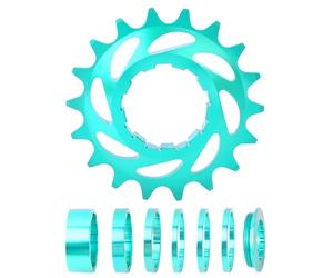 Oxxggkao Rueda de inercia de aleación de aluminio 16T 18T de una sola velocidad para bicicletas de montaña y carretera, juego de conversión de ruedas libres de una sola velocidad